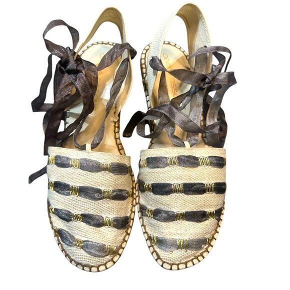 Andre Assous Linen Canvas with Ribbon Weave  Espadrille Wedges Size 10 - Picture 4 of 13